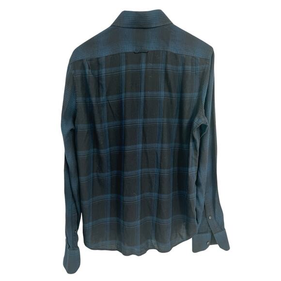Vince Blue Black Plaid Button Down 100% Cotton Casual Medium - Picture 2 of 4